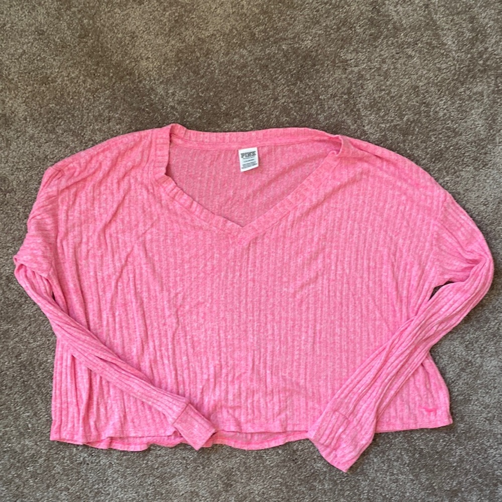 PINK size large crop long sleeve shirt.